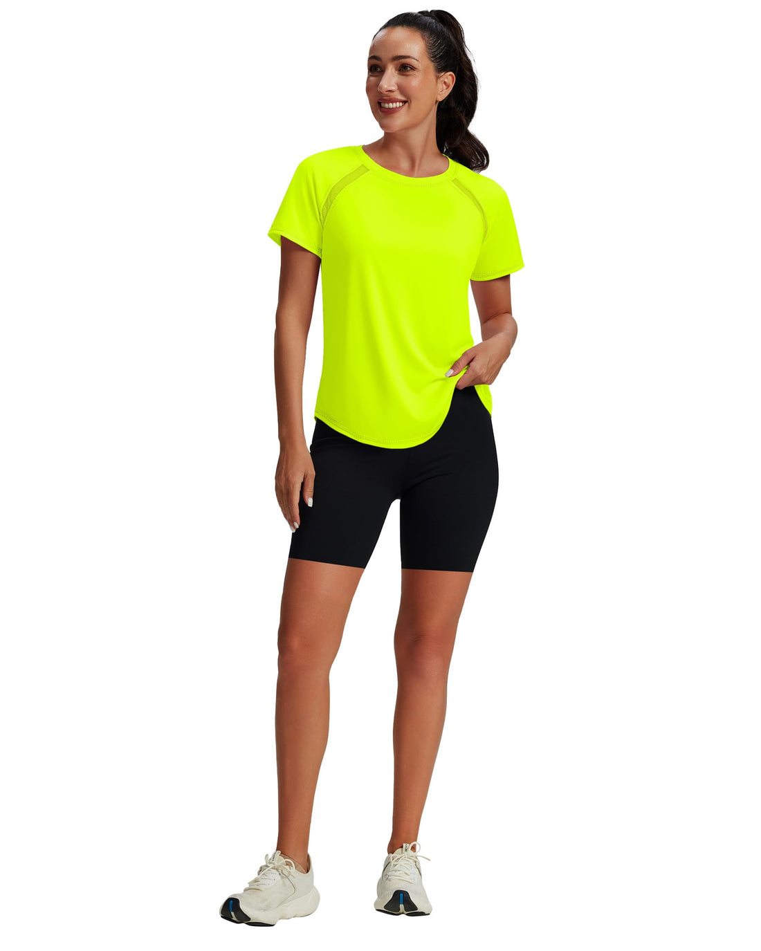 NIASHOT Womens Workout Tops Short Sleeve Yoga Pilates Outfits Athletic Gym Running UV Protection Shirts with Mesh