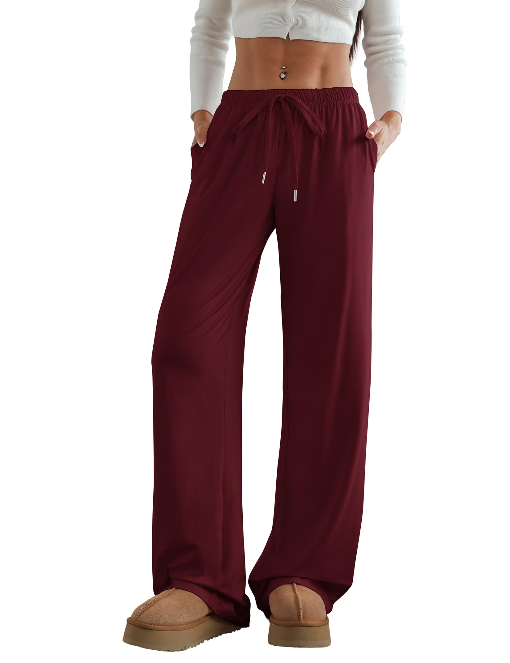 Women's Wide Leg Lounge Pants with Pockets 22/30 Inseam