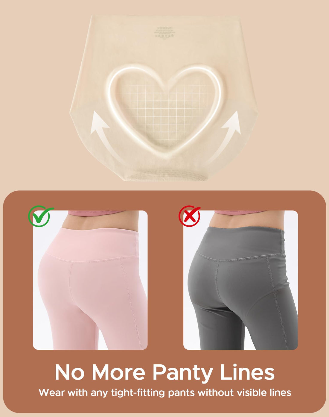 INNERSY Women's High Waist Seamless Underwear No Show Panties Full Coverage Briefs 3-Pack