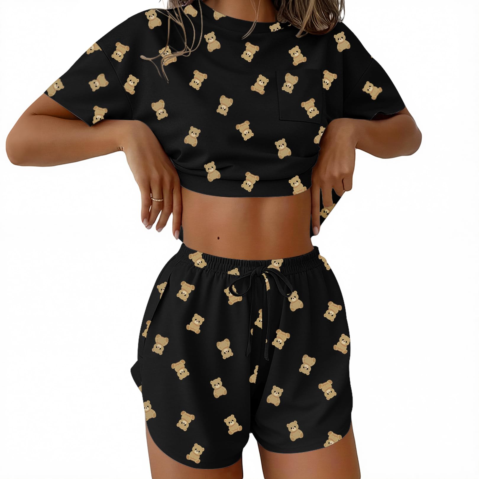 Ekouaer Womens Pajama Sets Sexy Lounge Sets Side Split Short Pj Sets
