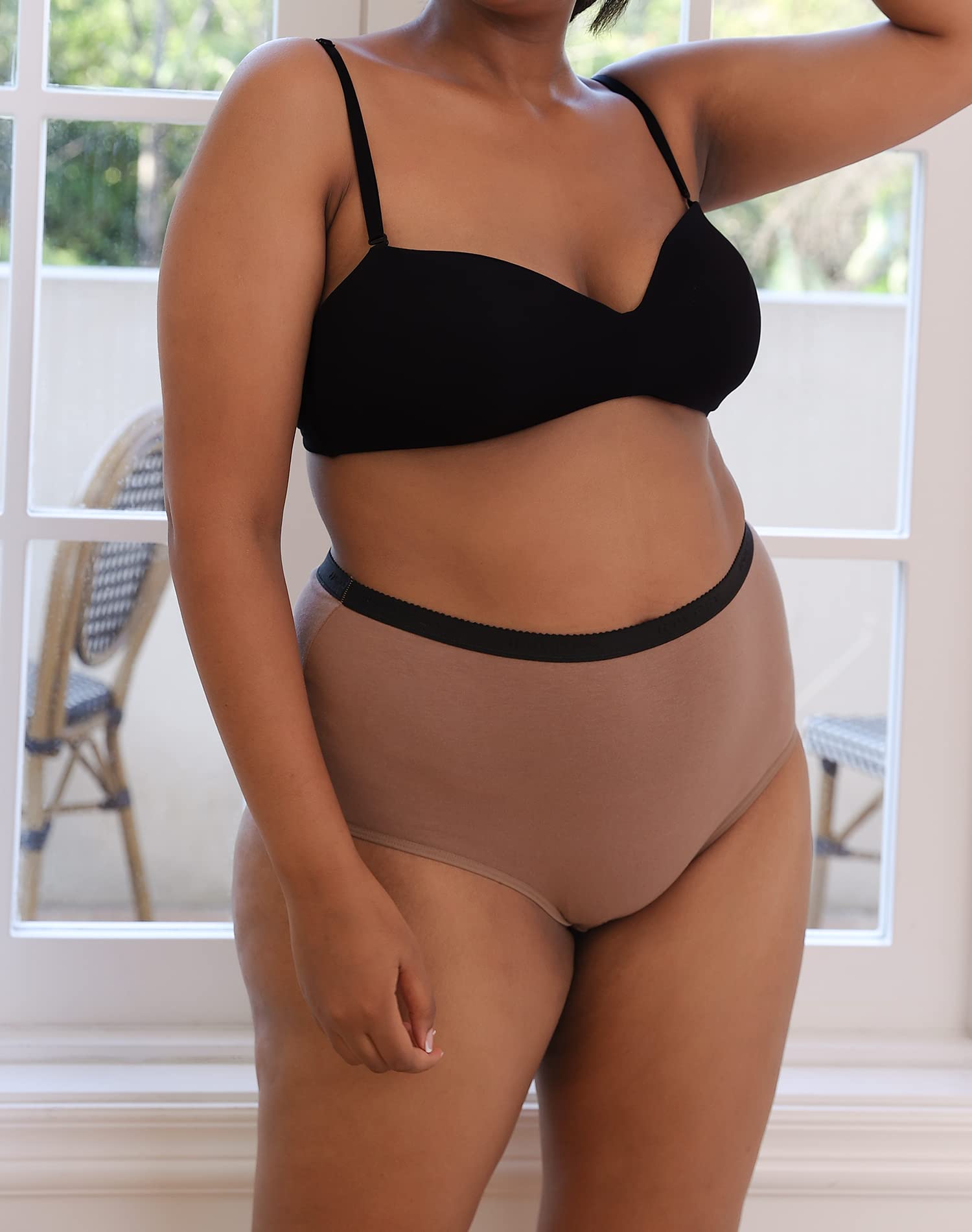 INNERSY Plus Size XL-6XL Big Curvy Woman Cotton Underwear High Waist Briefs 5-Pack