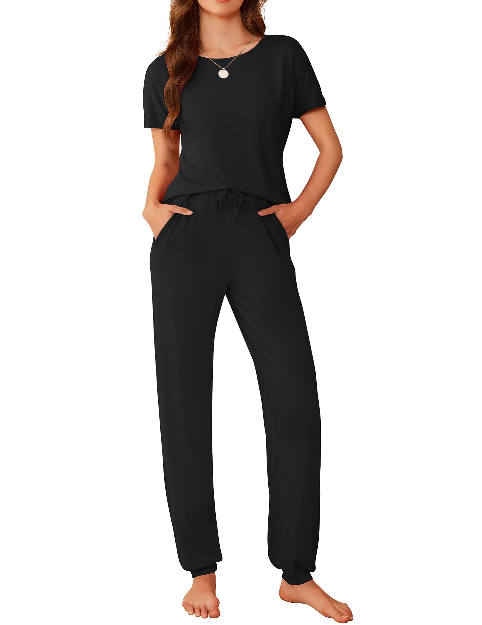 Ekouaer Pajamas for Womens Set Soft 2 Piece Loungewear with Jogger Pants