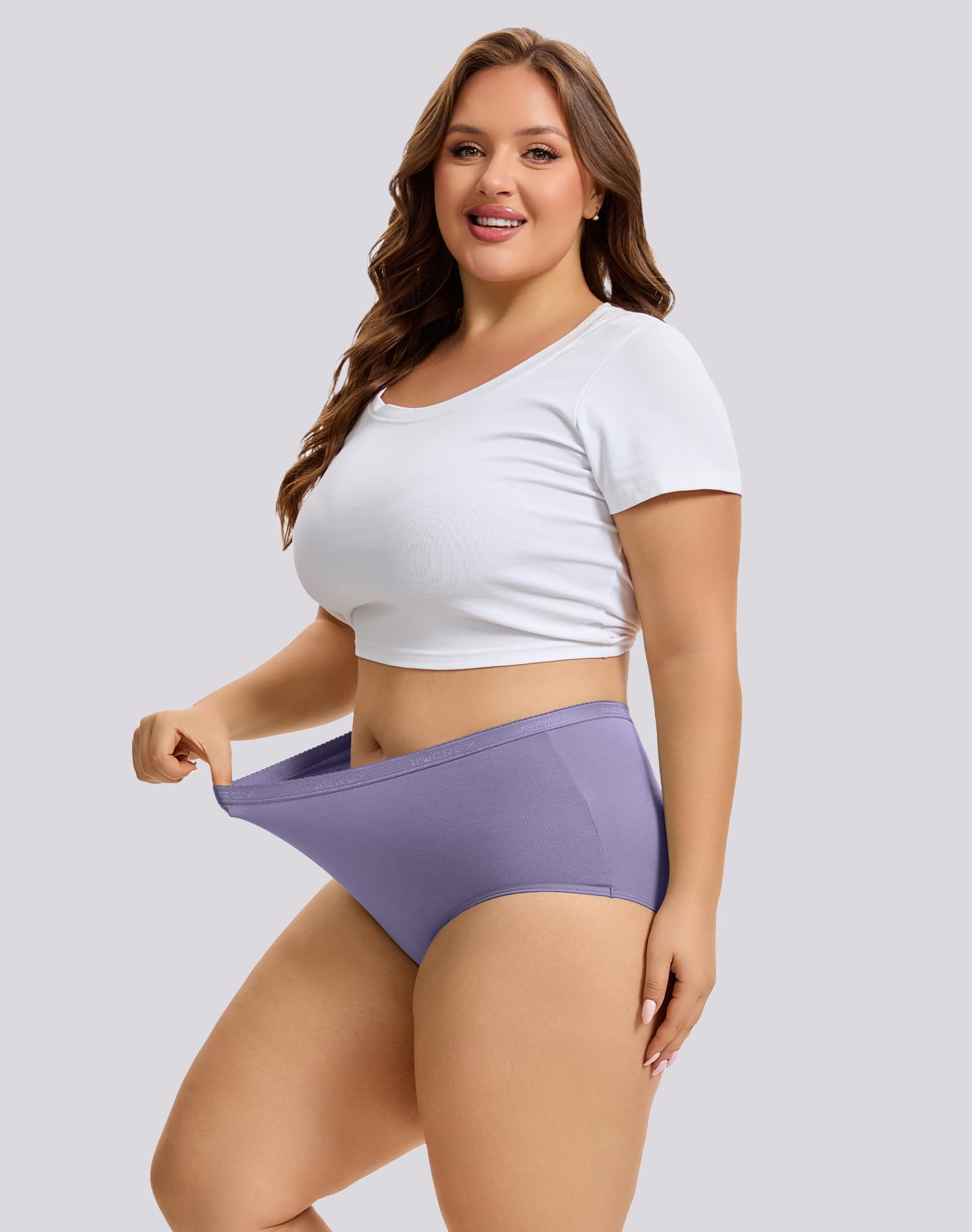 INNERSY Plus Size XL-6XL Big Curvy Woman Cotton Underwear High Waist Briefs 5-Pack