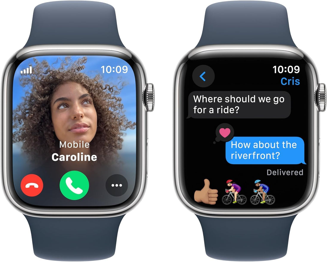 Apple Watch Series 9 [GPS + Cellular 45mm] Smartwatch with Silver Stainless Steel Case with Silver Milanese Loop. Fitness Tracker, Blood Oxygen & ECG Apps, Always-On Retina Display