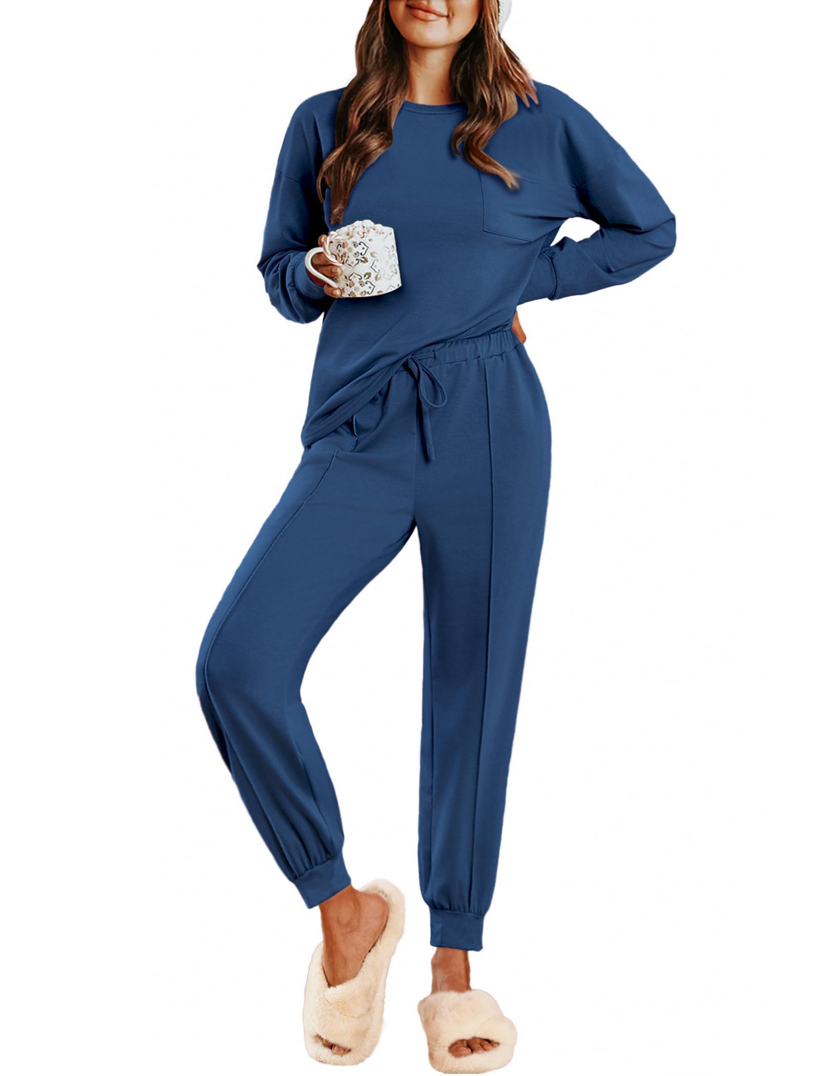 Ekouaer Lounge Sets for Women 2 Piece Jogger Pants Pajamas