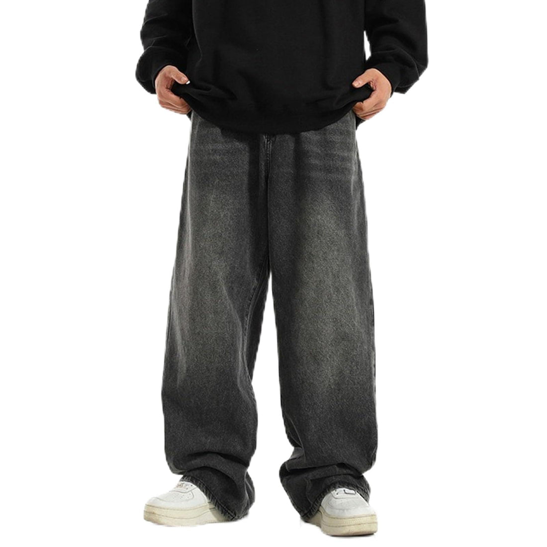 Mens Baggy Jeans Y2k Wide Leg Loose Fit Jeans Streetwear Denim Washed Hip Hop Pants