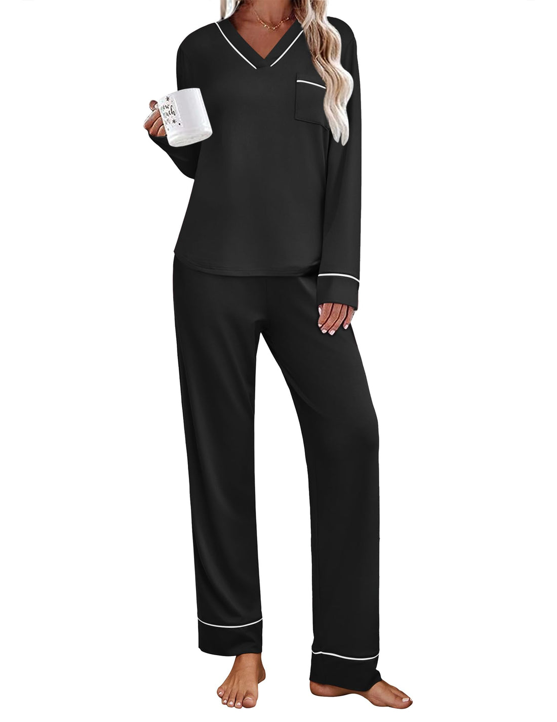 Ekouaer Womens Pajamas Sets 2 Piece PJs Long Sleeve Sleepwear Loungewear