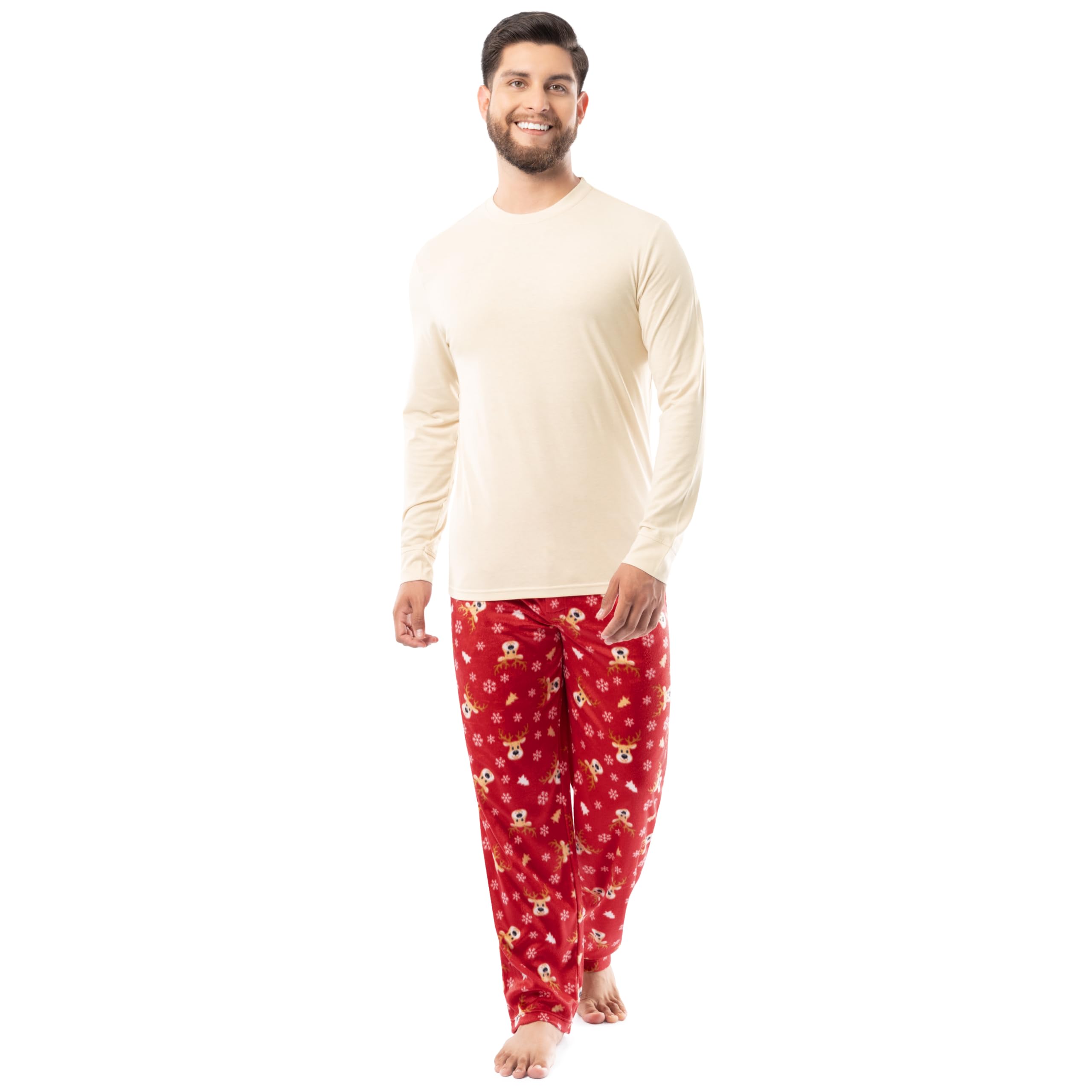 Fruit of the Loom Men Matching Holiday Family Sleep Pajama Set for Women, Men, and Kids