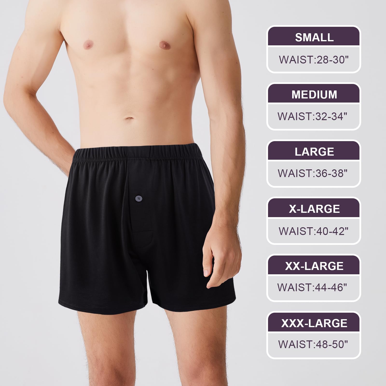 BAMBOO COOL Mens Boxers Short Classic Fit Soft Casual Underwear Loose Breathable Boxer Shorts for Men