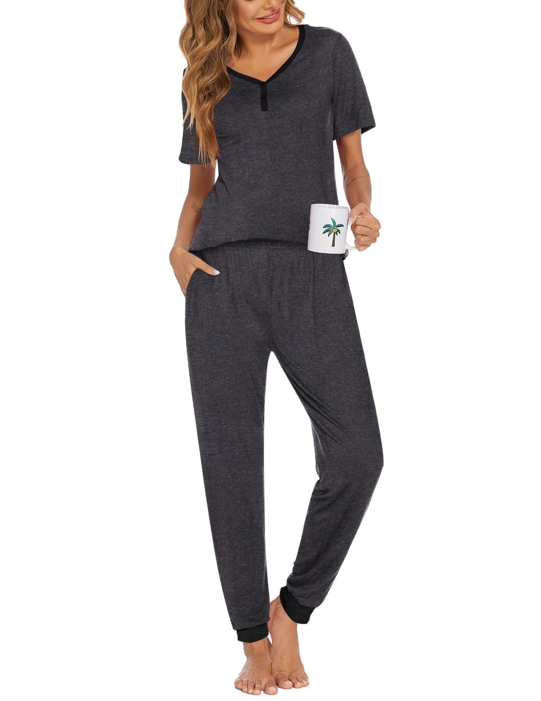 Ekouaer Pajamas for Women Set 2 Piece Fall Sleepwear with Pockets