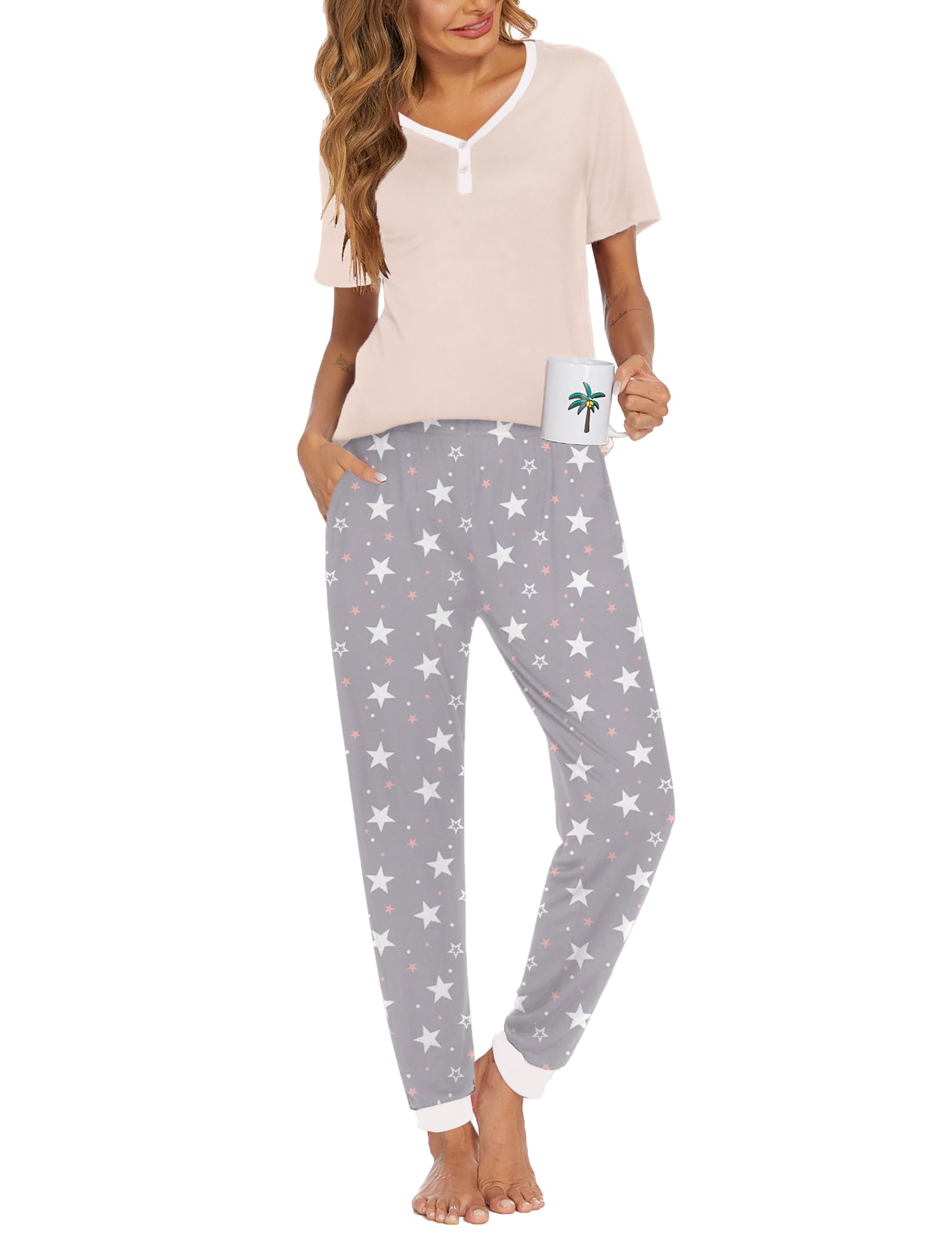 Ekouaer Pajamas for Women Set 2 Piece Fall Sleepwear with Pockets