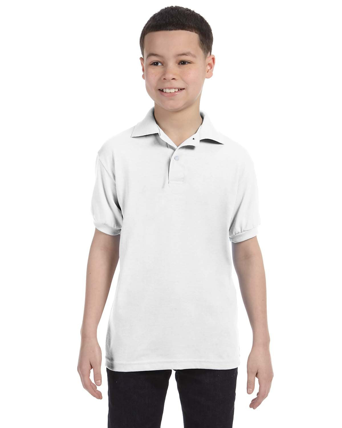 Hanes Boys' Short Sleeve Eco Smart Jersey Polo