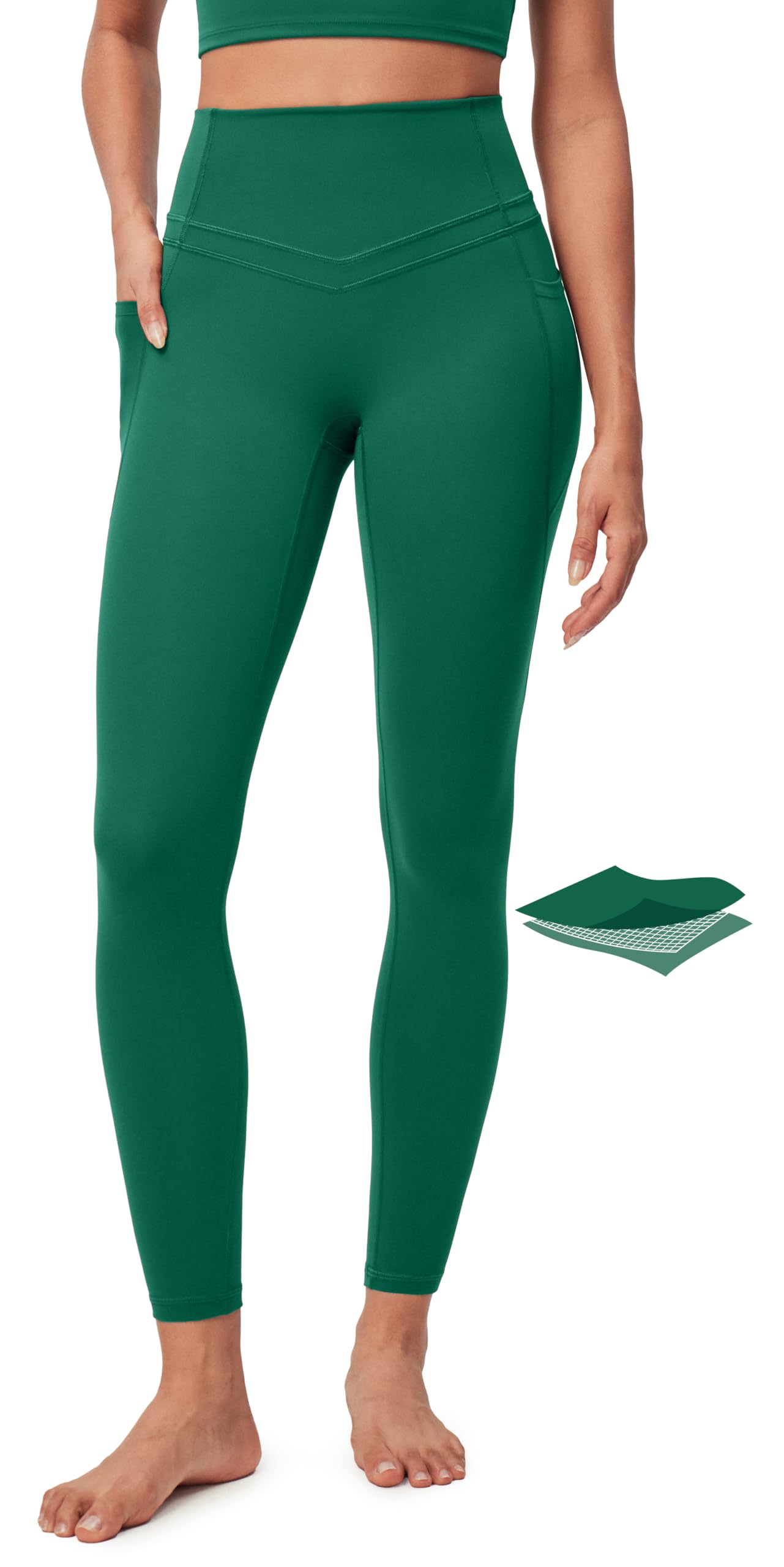 IUGA Compression Leggings with Pockets for Women Tummy Control Leggings No Front Seam Workout High Waist Yoga Pants