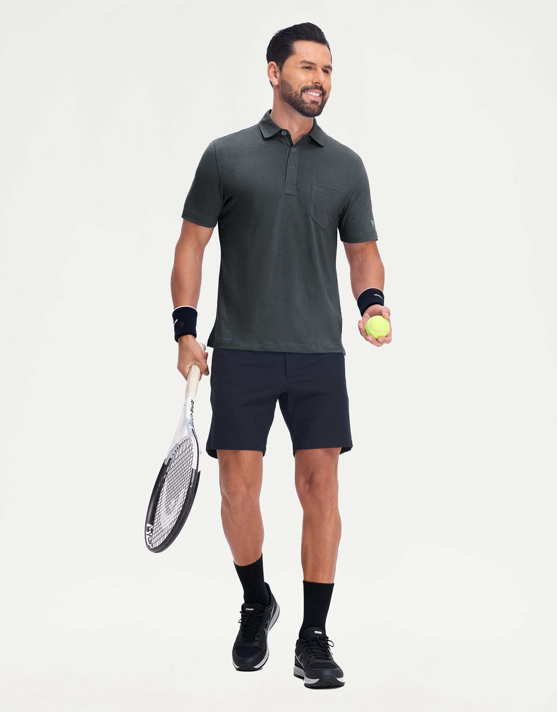 M MAELREG Mens Golf Shirts Short Sleeve Lightweight Soft Cotton Blend with Pocket Summer Casual Daily Wear