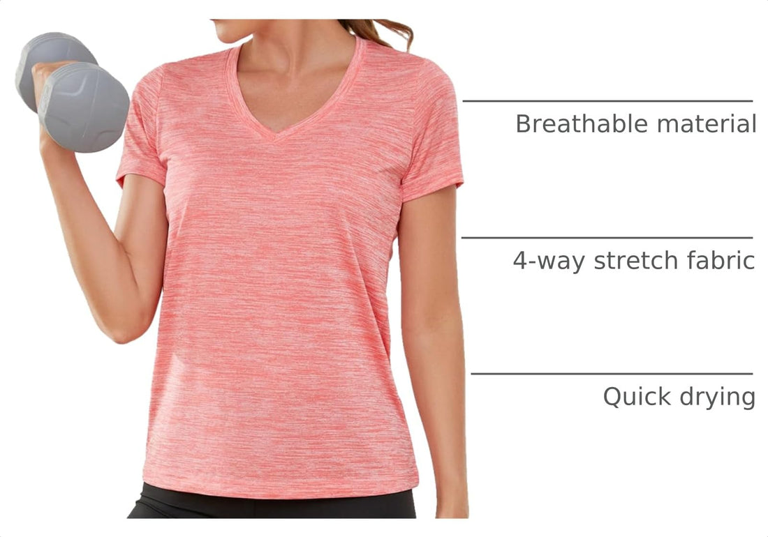 CE' CERDR 5/7 Pack Workout Shirts for Women, Moisture Wicking Quick Dry Active Athletic Women's Gym Performance T Shirts