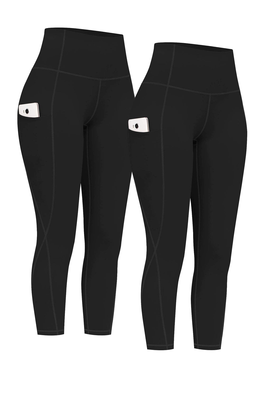 PHISOCKAT 2 Pack High Waist Yoga Pants with Pockets Tummy Control Leggings | Compression Leggings For Women,Non See-Through,4 Way Stretch,Breathable Fabric, Workout Leggings