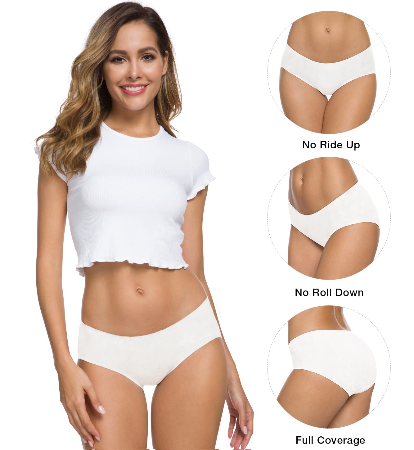 Altheanray Womens Underwear Cotton Underwear for Women Seamless Hipster Bikini Briefs Panties 6 Pack