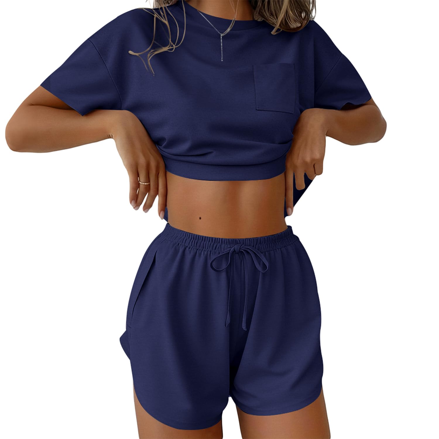 Ekouaer Womens Pajama Sets Sexy Lounge Sets Side Split Short Pj Sets