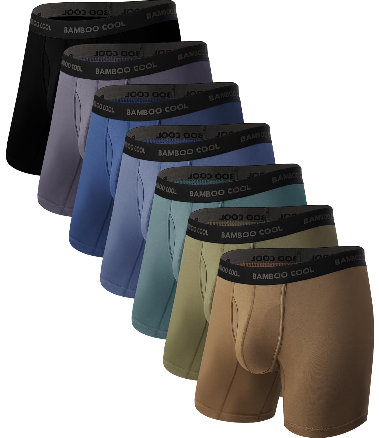 BAMBOO COOL Men's Ultra Breathable Underwear,No Riding Up Boxer Briefs with ComfortFlexible Waistband,Multipack