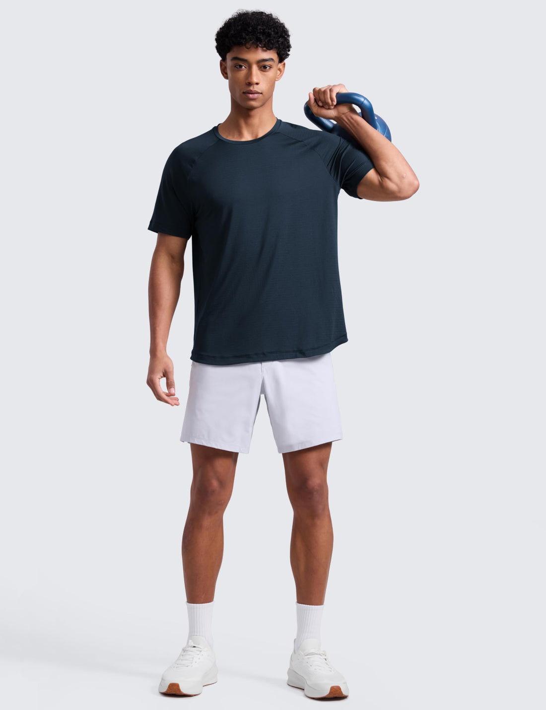 CRZ YOGA Breathable Texture Crewneck T-Shirts | Workout, Quick Dry, Lightweight, Classic Fit, Round Scallop Back, Short Sleeve Shirts for Men