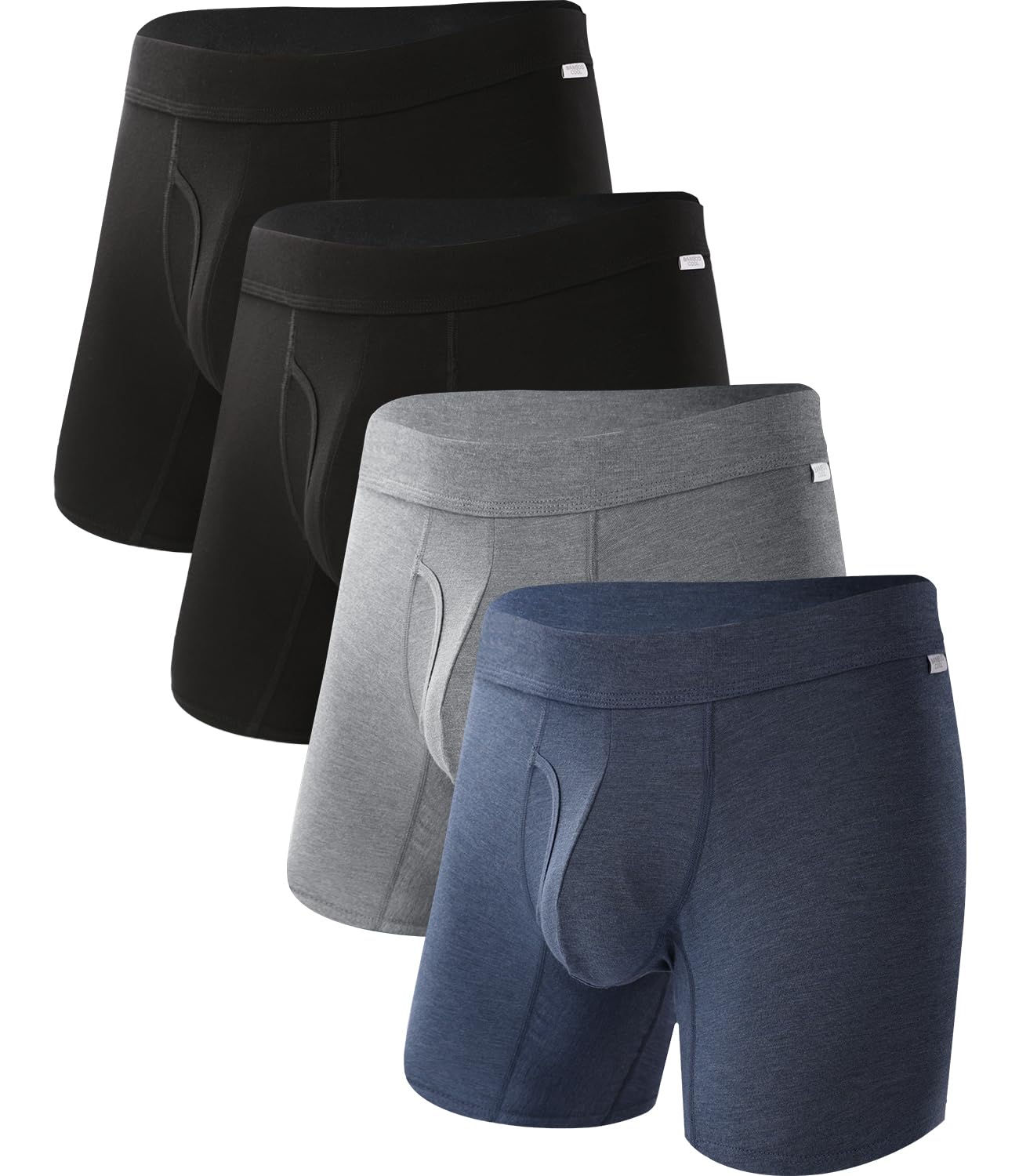 BAMBOO COOL Men's Ultra ComfortSoft Underwear, Moisture Wicking & Breathable No Ride Up Boxer Briefs with Fly, Multipack