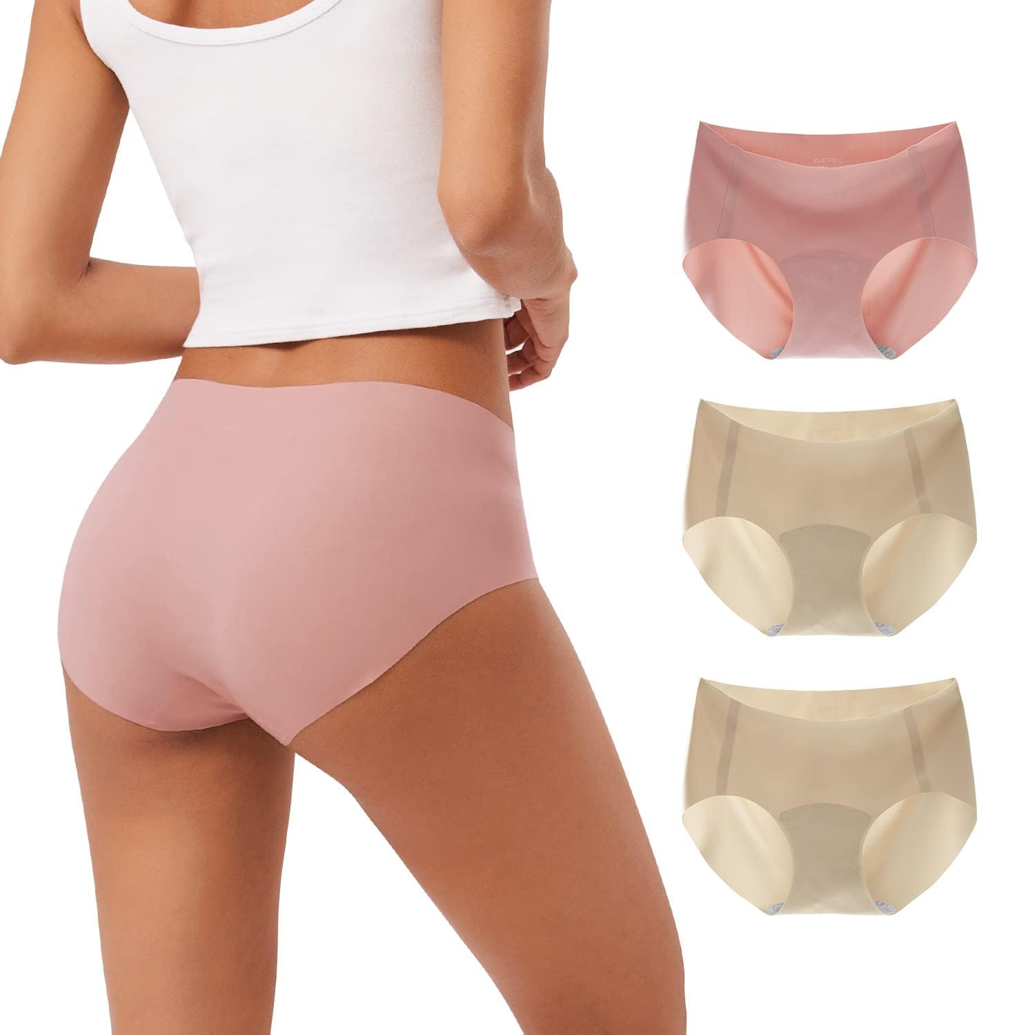 INNERSY Women's Seamless No Show Hipster Panties Invisible Light Underwear 3-Pack