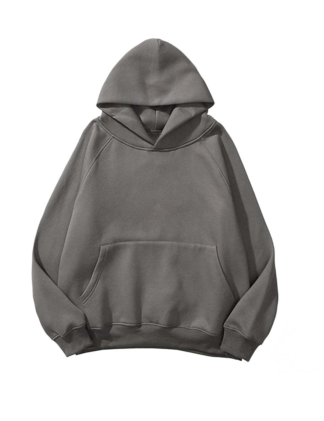 Lauweion Women Solid Basic Fleece Letter Loose Hoodie Sweatshirt Long Sleeve Kangaroo Pocket Drop Shoulder Pullovers Top