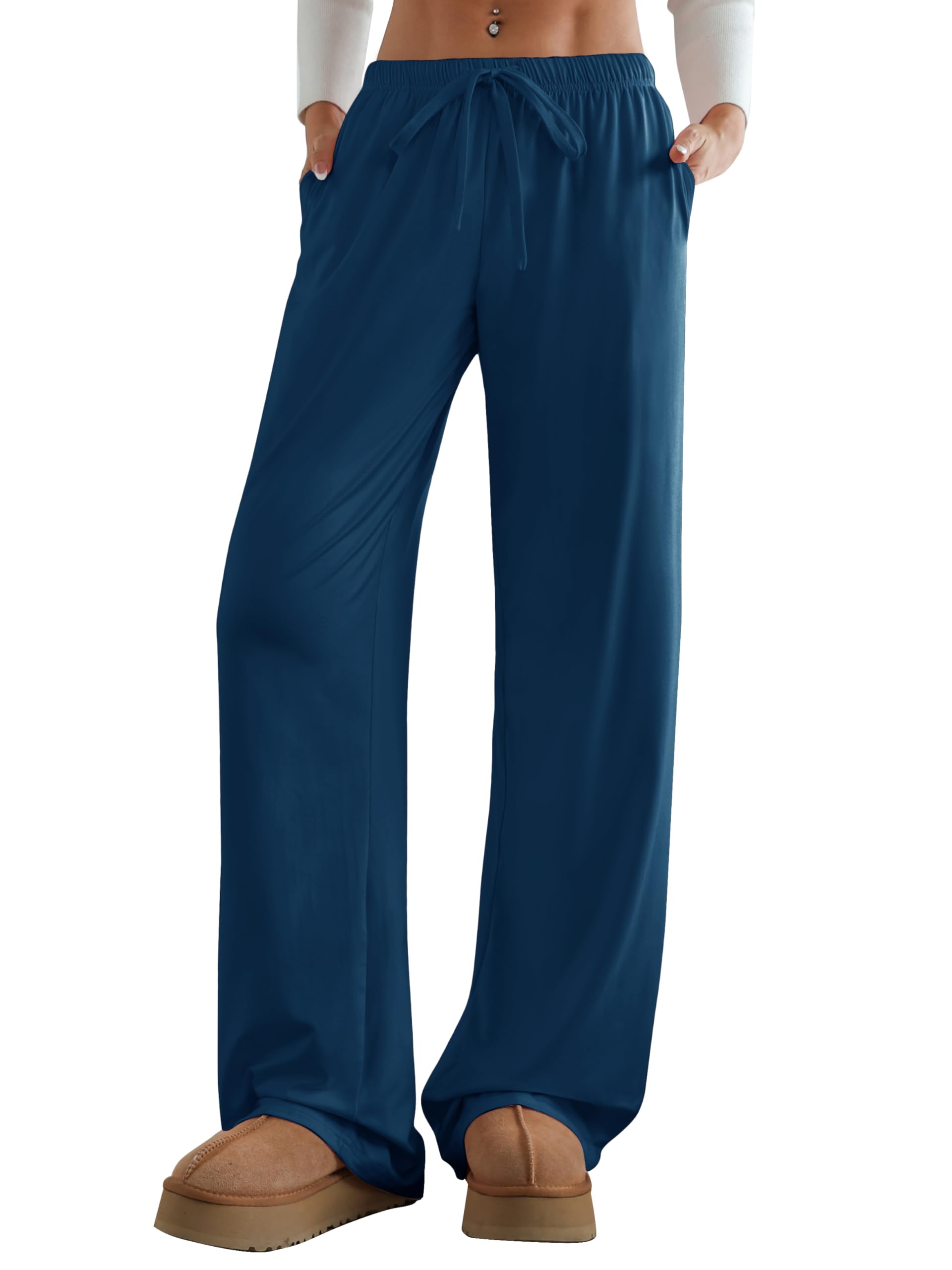 Women's Wide Leg Lounge Pants with Pockets 22/30 Inseam