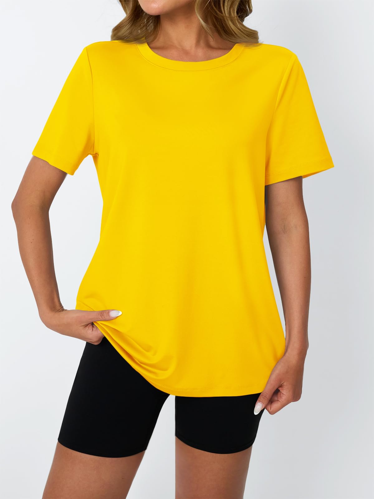 AUTOMET Women's Workout Shirts Short Sleeve Tops for Running Hiking Gym Athletic