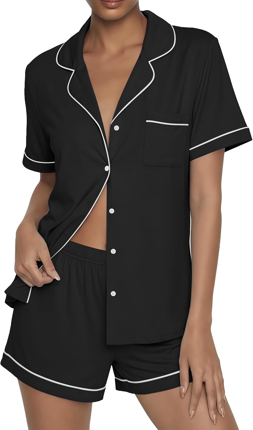 Ekouaer Womens Pajama Sets Button Up Pjs 2 Piece Short Sleeve Sleepwear