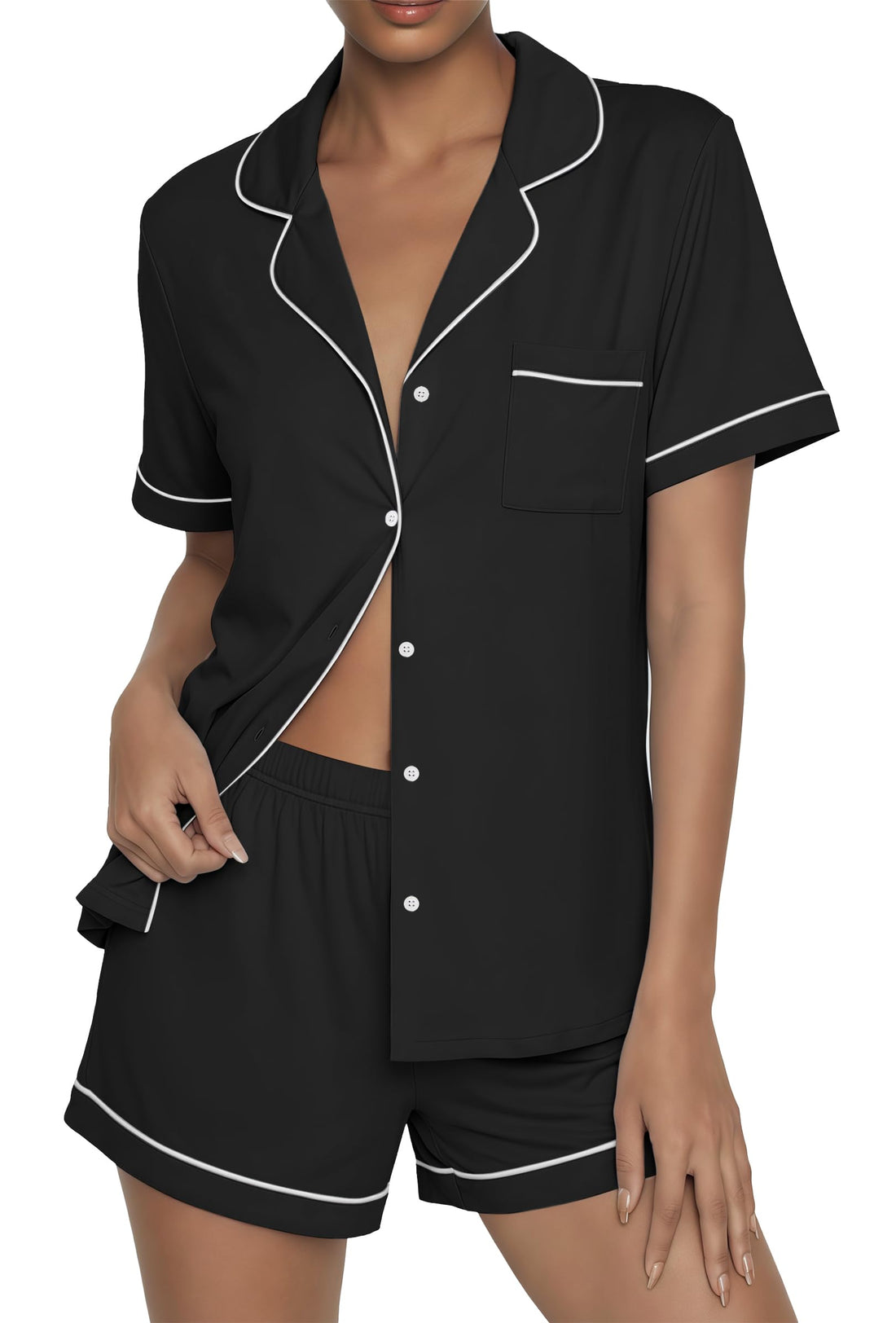 Ekouaer Womens Pajama Sets Button Up Pjs 2 Piece Short Sleeve Sleepwear
