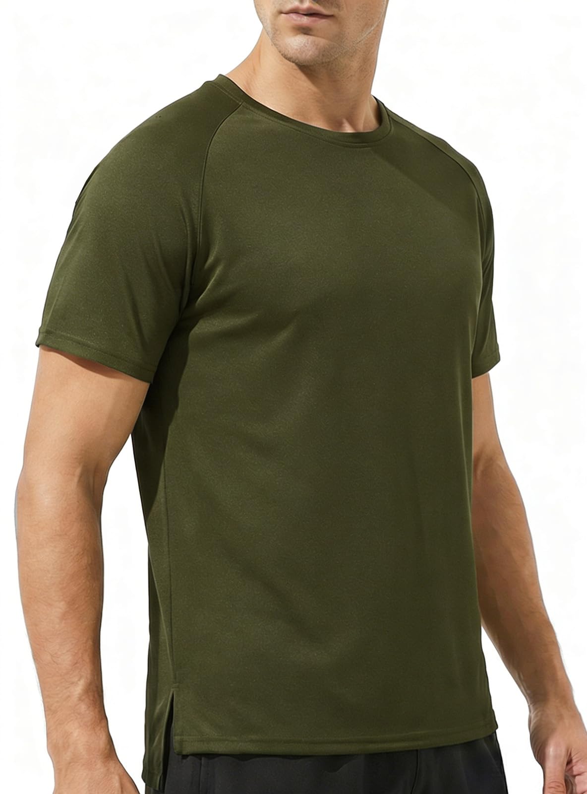 Mens Athletic Running Crew Neck Gym T-Shirts Solid Quick Dry Short Sleeve Moisture Wicking Casual Tops Tee Workout