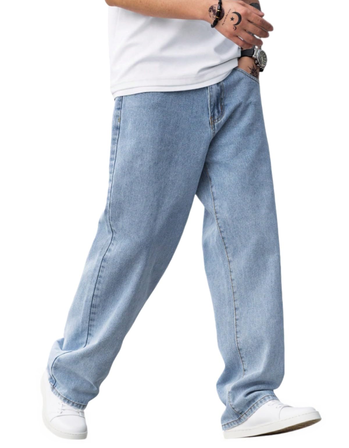 Baggy Jeans for Men Y2K Streetwear Vintage Wide Leg Loose Fit Denim Pants Hip Hop Skater Carpenter Jeans