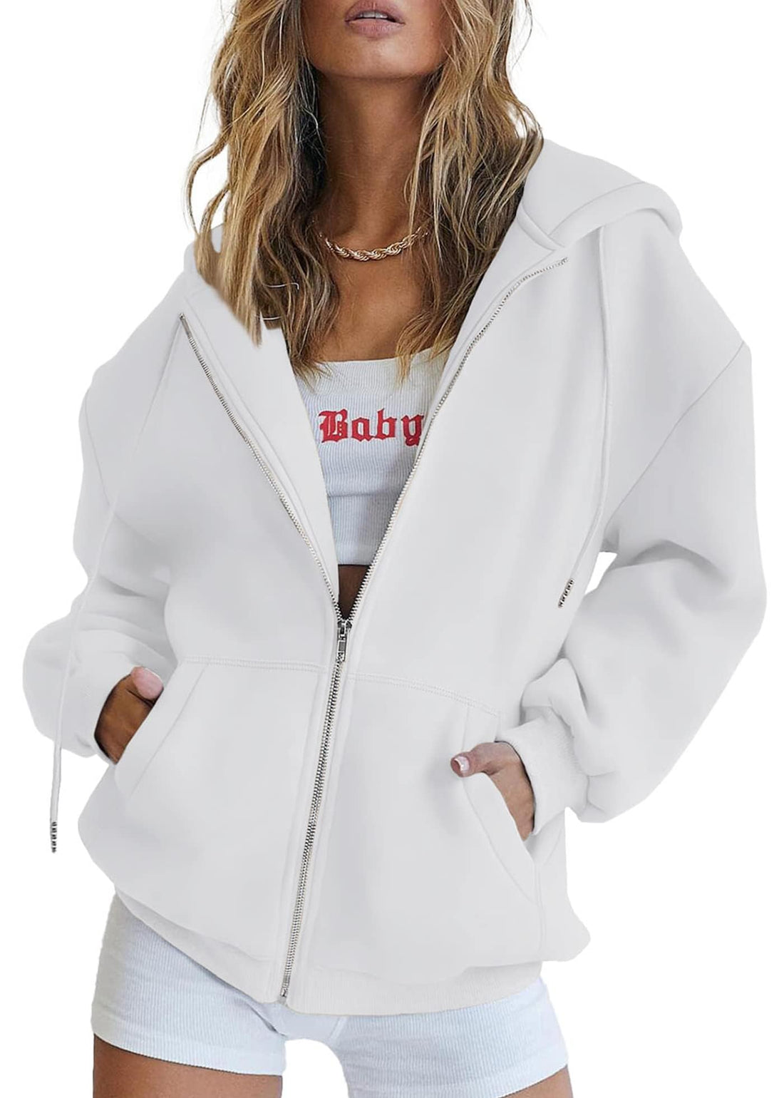 PRETTYGARDEN Women's Fall Zip Up Hoodies Sweatshirts | Comfy Fleece Lined, Long Sleeve Pockets, Drawstring Hooded, Loose Fit, Trendy Y2K, Track Jackets, Spring Winter Clothing