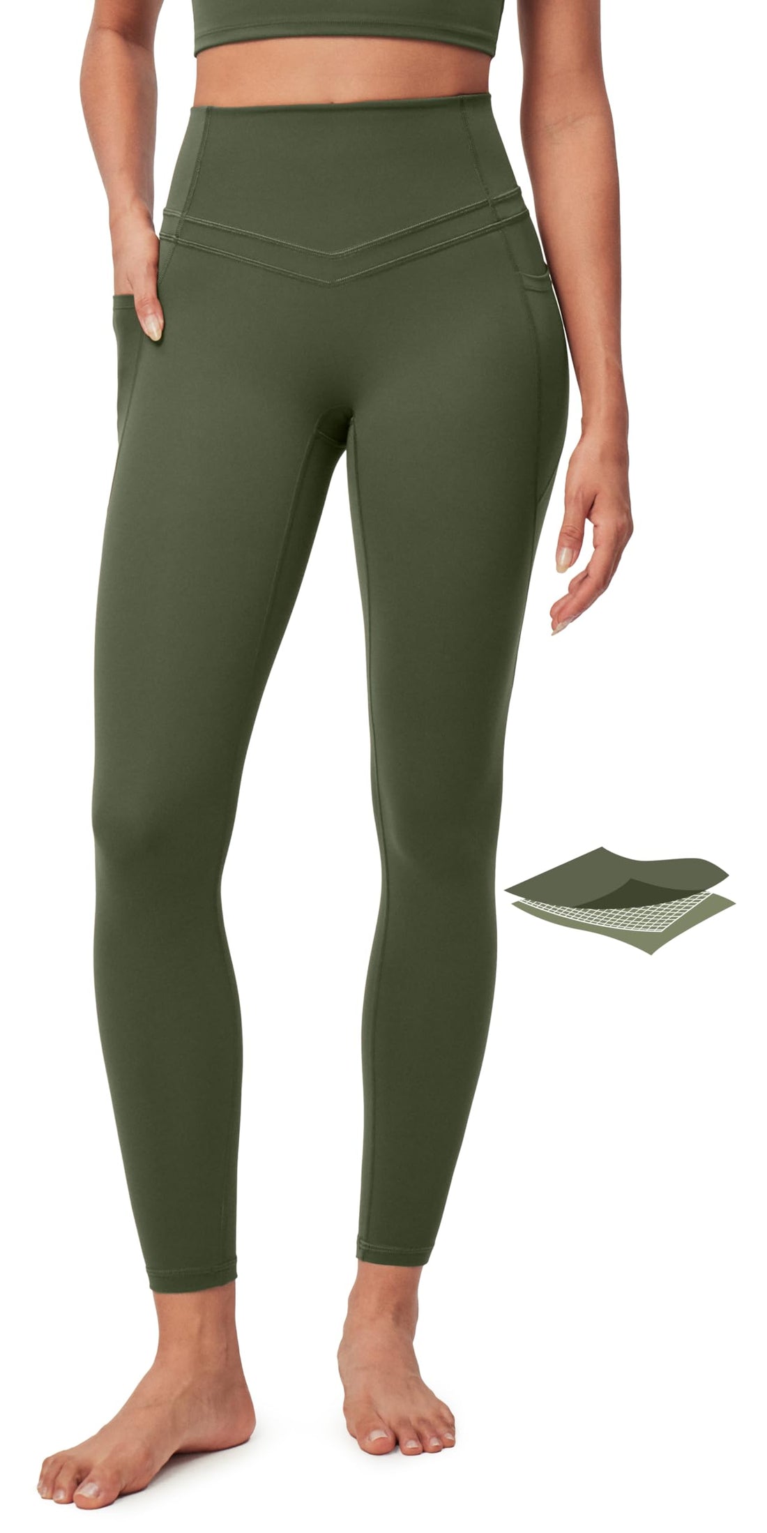 IUGA Compression Leggings with Pockets for Women Tummy Control Leggings No Front Seam Workout High Waist Yoga Pants