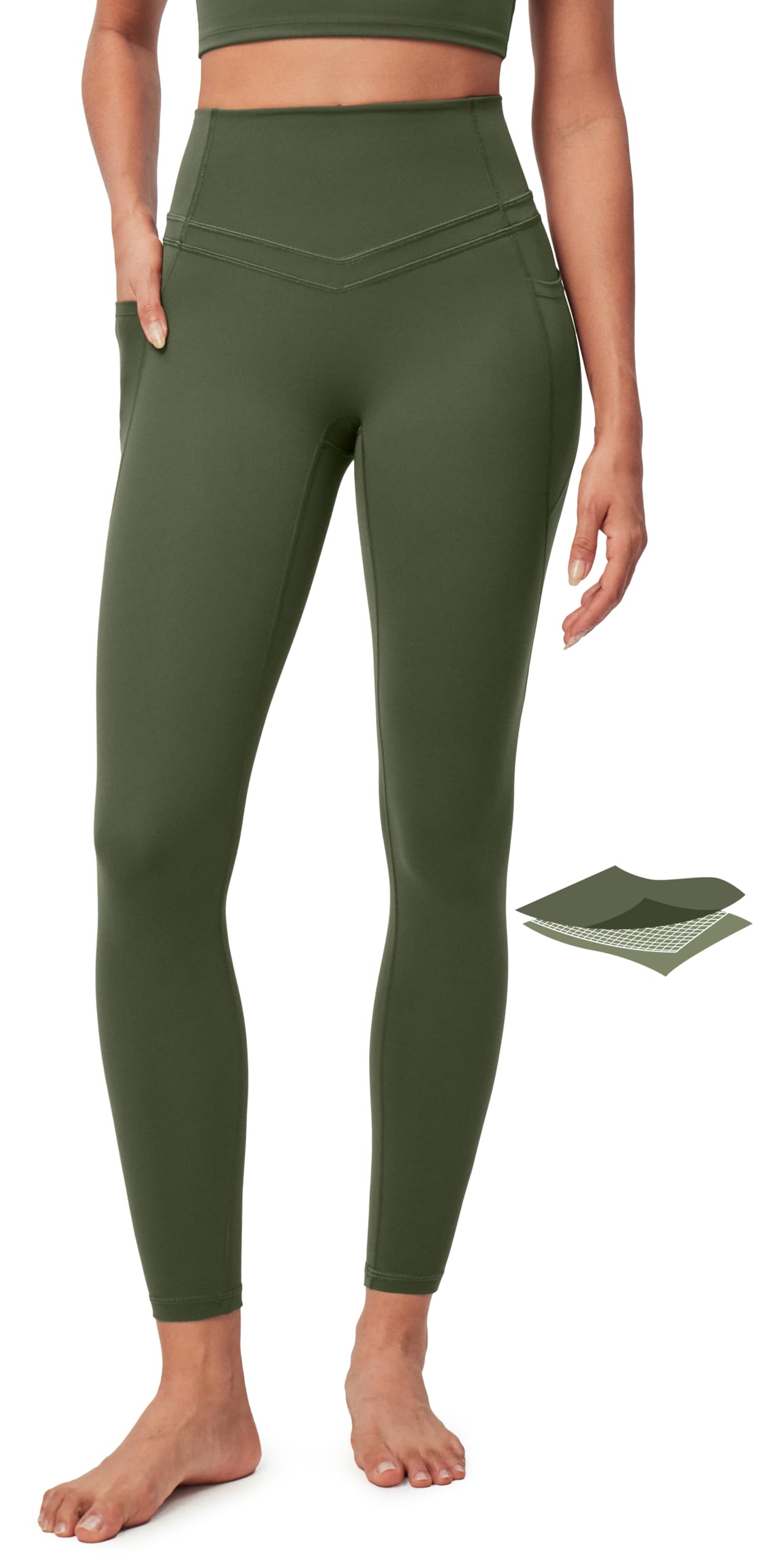 IUGA Compression Leggings with Pockets for Women Tummy Control Leggings No Front Seam Workout High Waist Yoga Pants