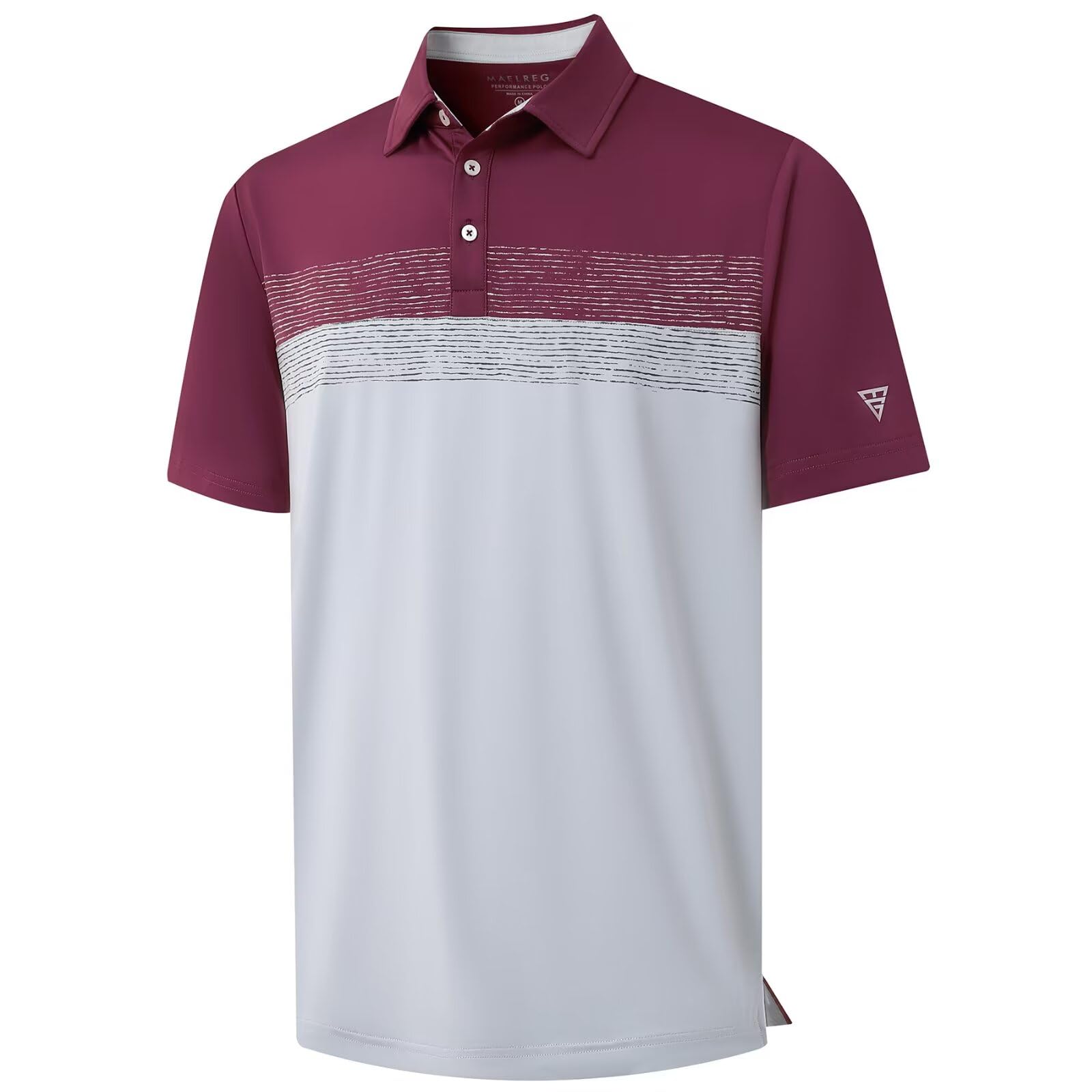 M MAELREG Golf Shirts for Men Dry Fit Performance Chest Print Color Block Moisture Wicking Casual Short Sleeve Polo Shirts