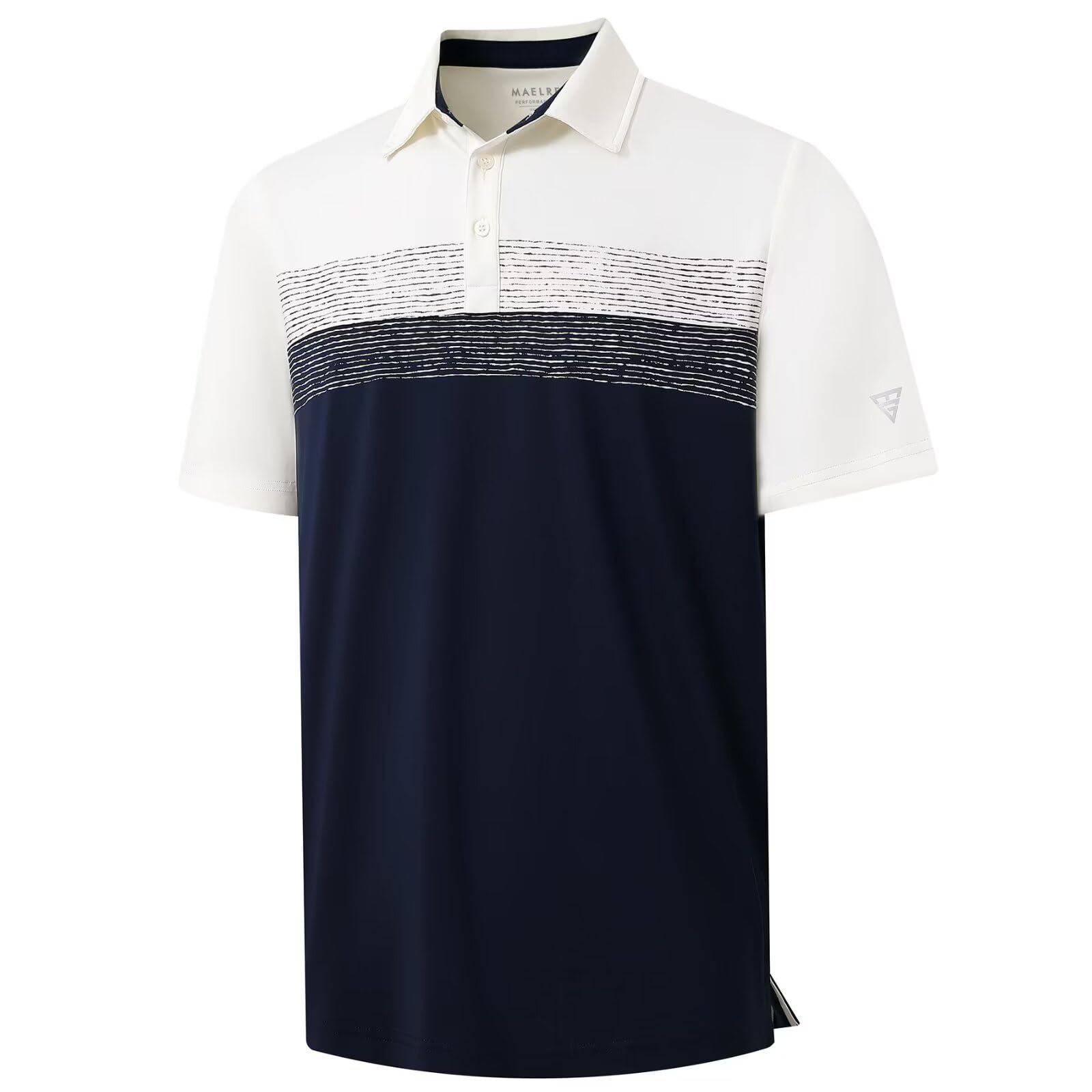 M MAELREG Golf Shirts for Men Dry Fit Performance Chest Print Color Block Moisture Wicking Casual Short Sleeve Polo Shirts