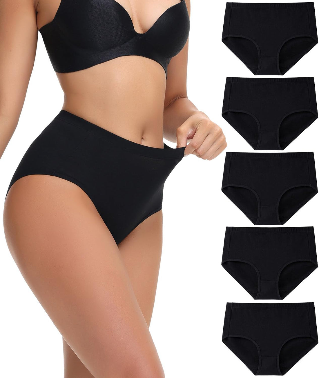 wirarpa Women's Cotton Underwear Full Coverage Cotton Briefs 5 Pack