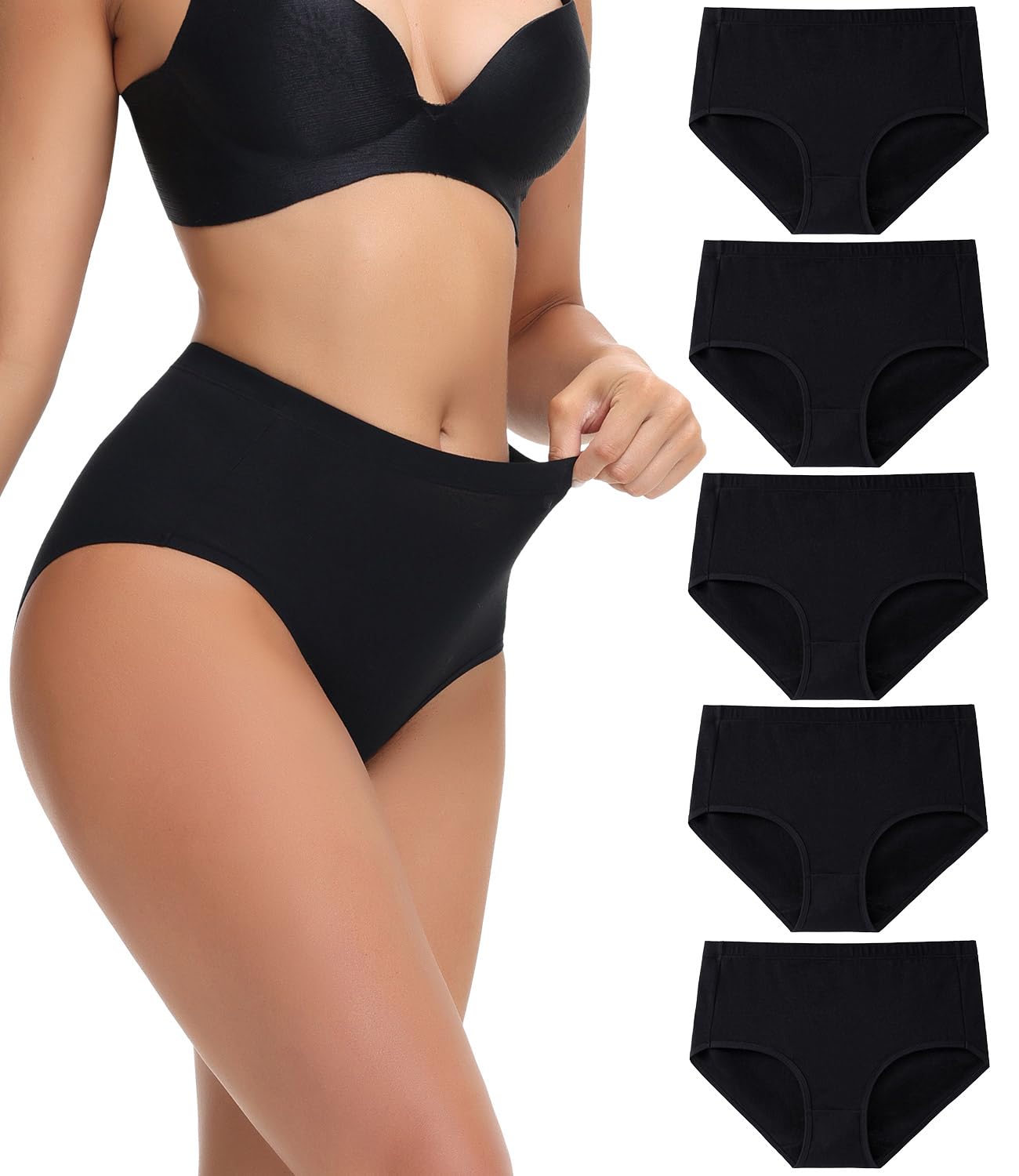 wirarpa Women's Cotton Underwear Full Coverage Cotton Briefs 5 Pack