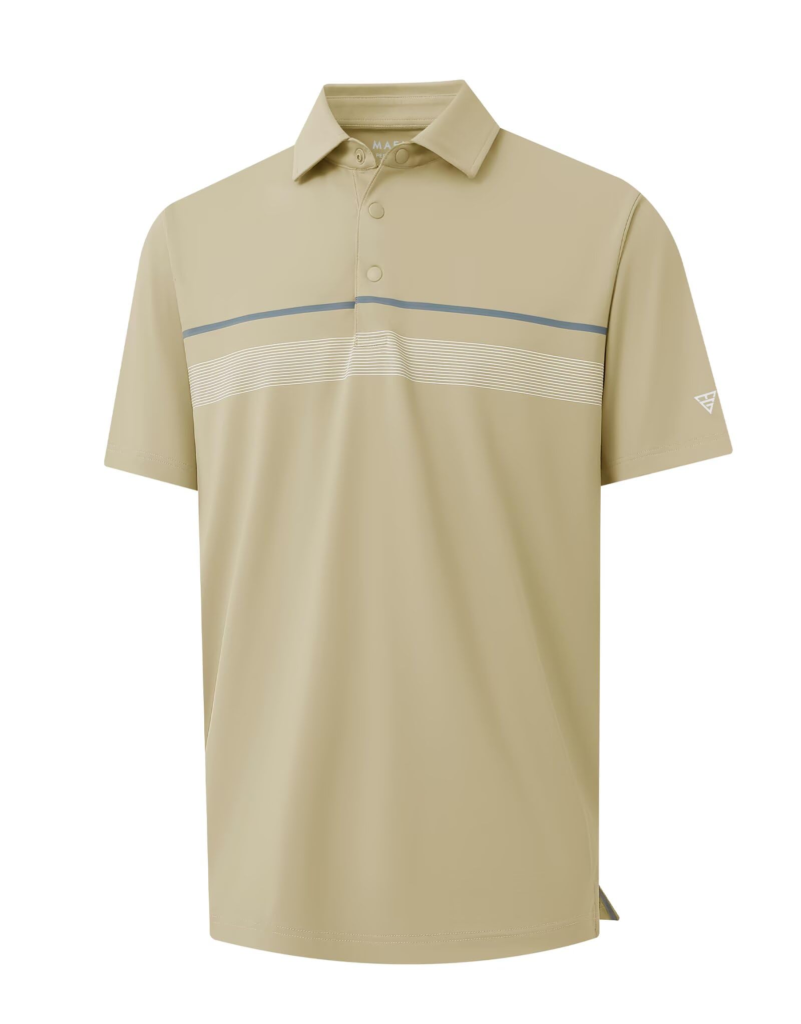 M MAELREG Mens Golf Shirts Short Sleeve Chest Print Stripe Moisture Wicking Dry Fit Casual Collared Mens Polo Shirts