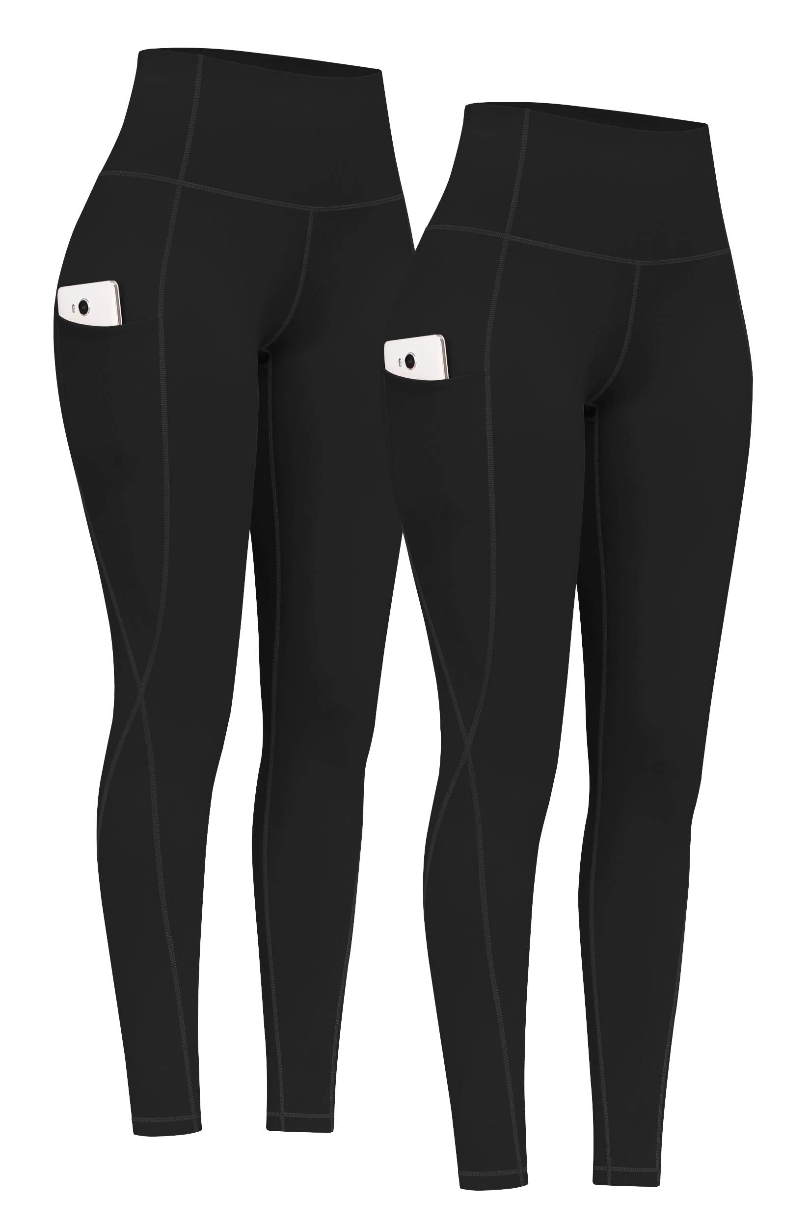 PHISOCKAT 2 Pack High Waist Yoga Pants with Pockets Tummy Control Leggings | Compression Leggings For Women,Non See-Through,4 Way Stretch,Breathable Fabric, Workout Leggings