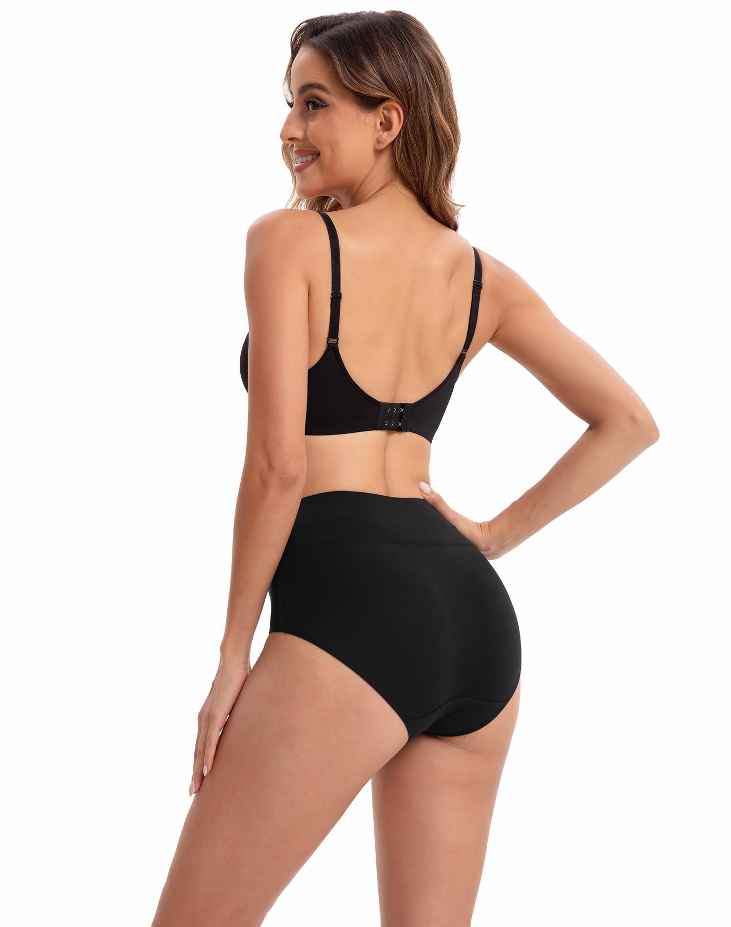 INNERSY Women's High Waisted Underwear Cotton Panties Regular & Plus Size 5-Pack