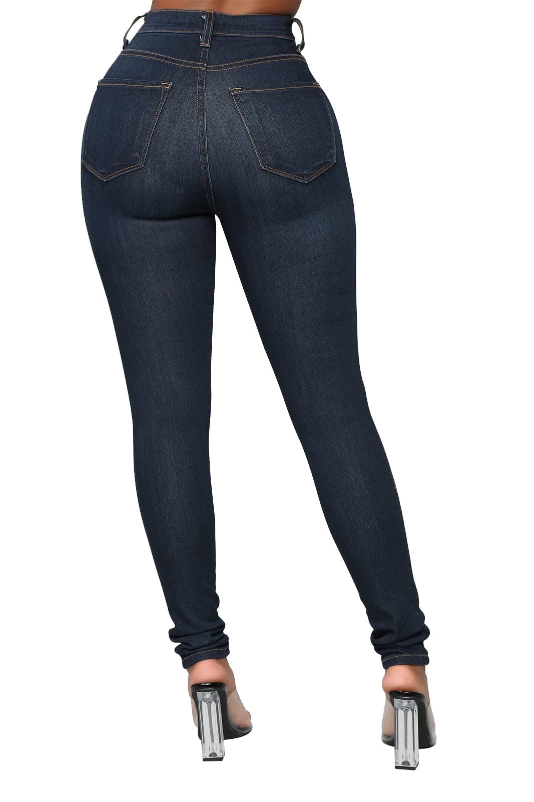 KUNMI Womens Classic High Waisted Skinny Stretch Butt Lifting Jeans Slim Fit Denim Pants