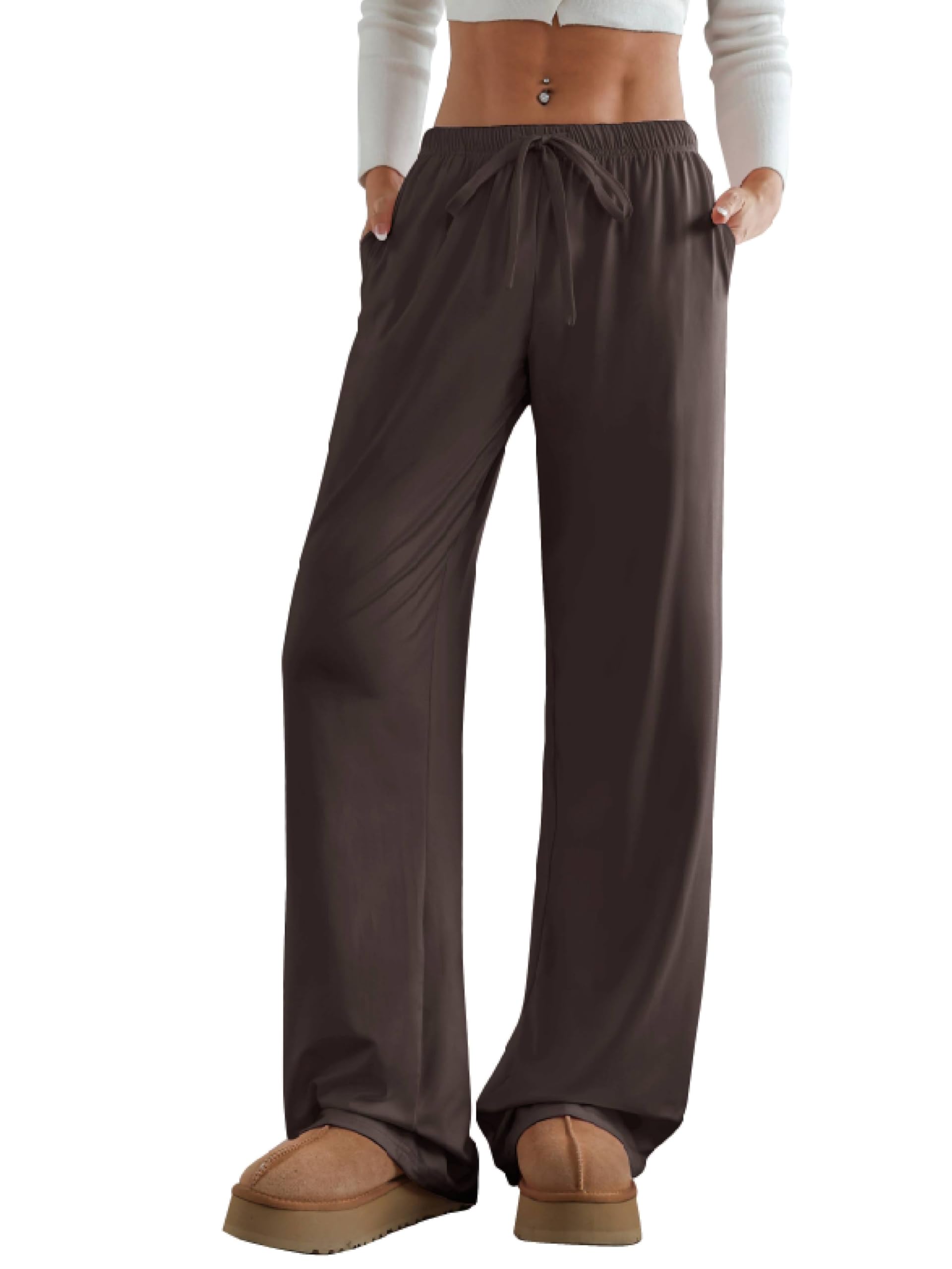 Women's Wide Leg Lounge Pants with Pockets 22/30 Inseam