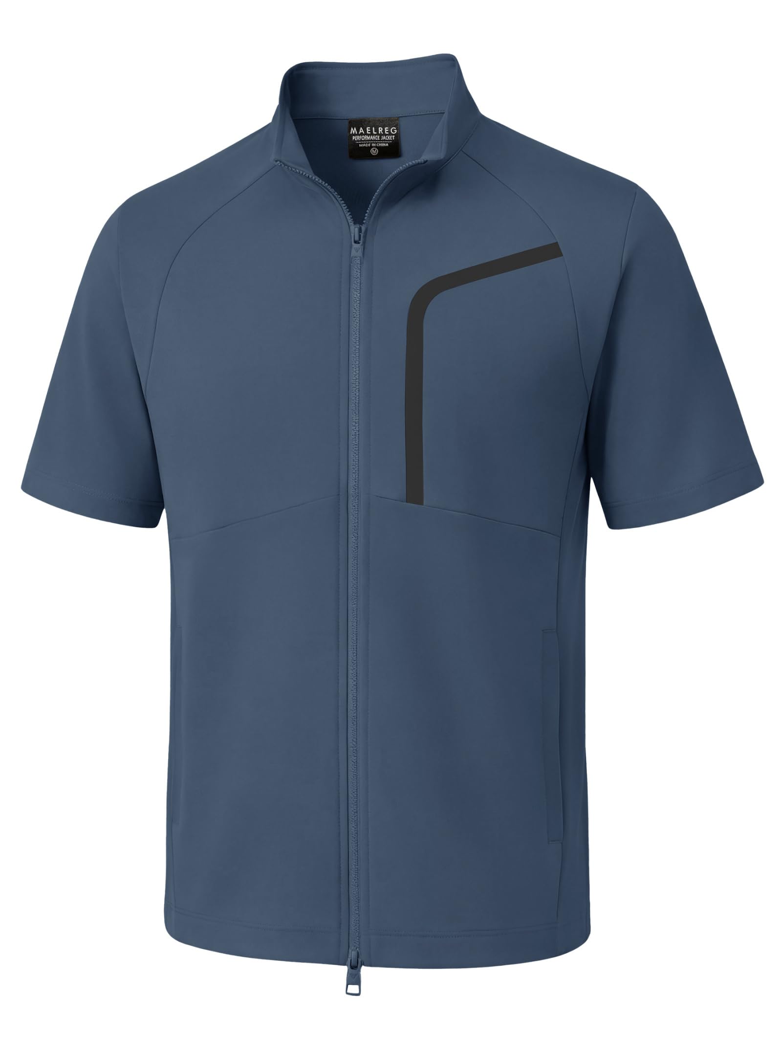 M MAELREG Short Sleeve Golf Jackets for Men with Full Zipper Lightweight UPF50+ Hiking Vests For Men with Button Pockets