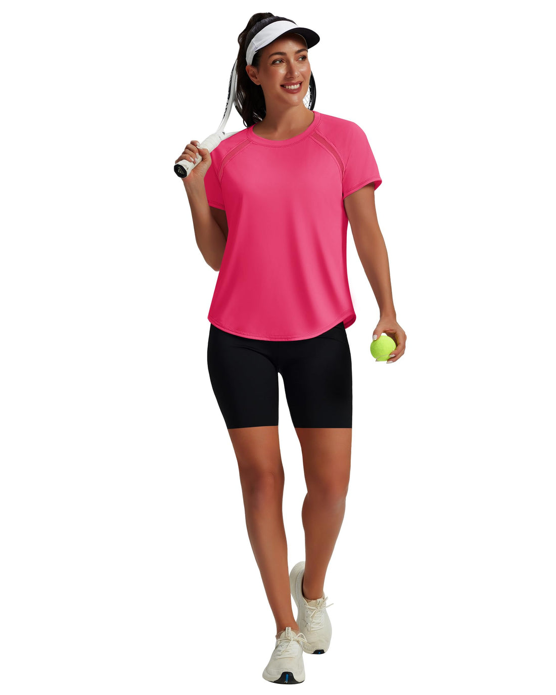 NIASHOT Womens Workout Tops Short Sleeve Yoga Pilates Outfits Athletic Gym Running UV Protection Shirts with Mesh