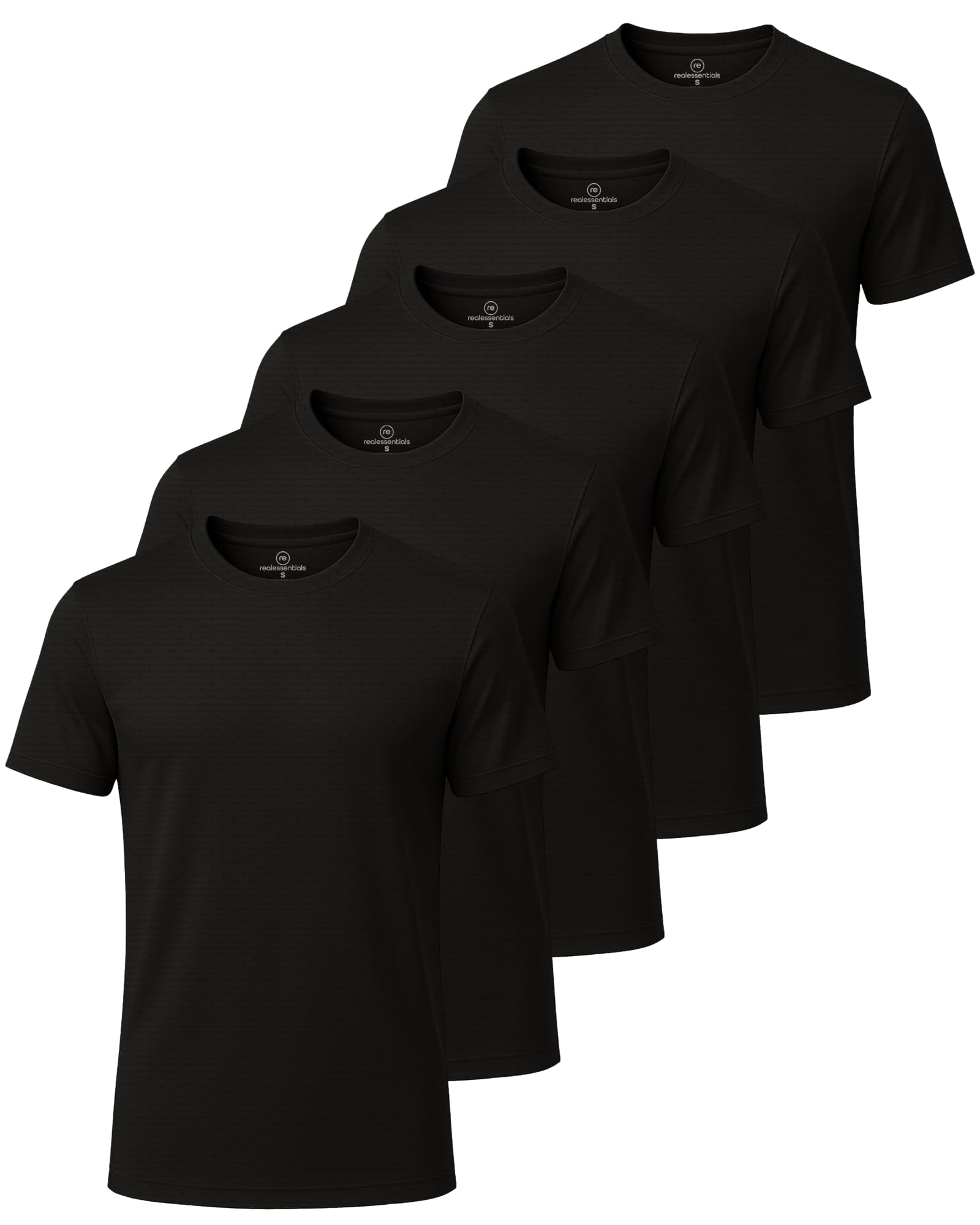 5 Pack Men's Dry Fit Short Sleeve Crew T Shirts Gym Tees Athletic Workout | Breeze Tech, Cooling Moisture Wicking Breathable, Soft Casual Workout, Running Hiking Exercise Soccer