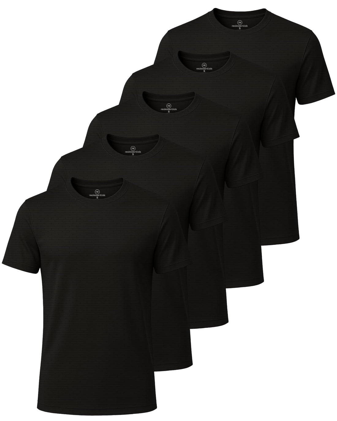 5 Pack Men's Dry Fit Short Sleeve Crew T Shirts Gym Tees Athletic Workout | Breeze Tech, Cooling Moisture Wicking Breathable, Soft Casual Workout, Running Hiking Exercise Soccer