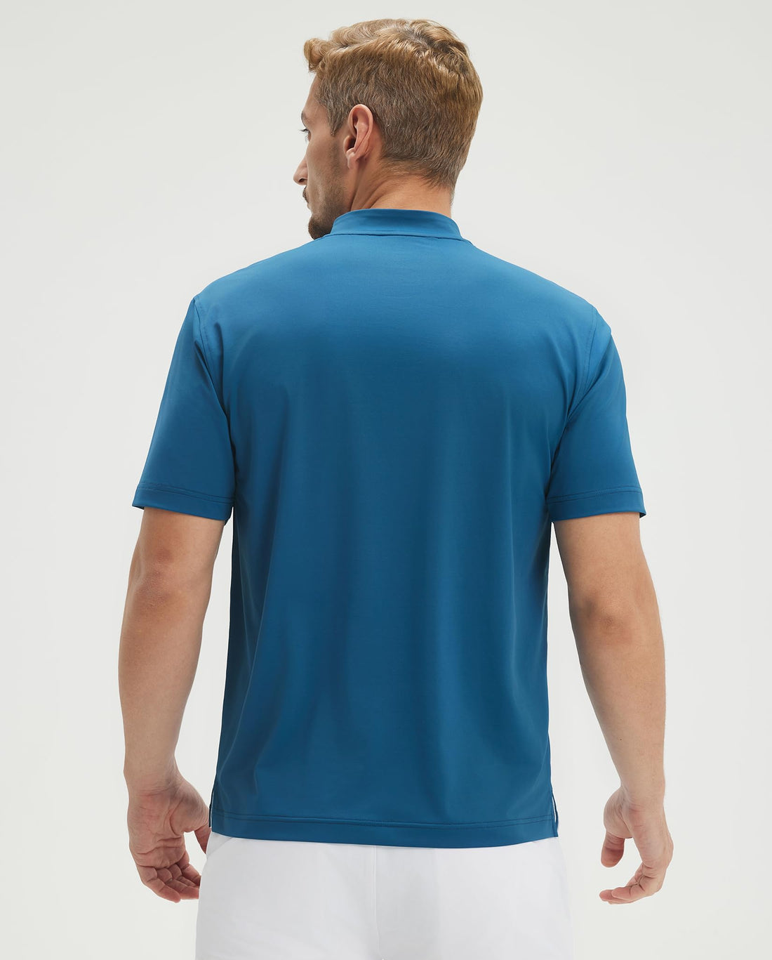 M MAELREG Mens Golf Shirts Collarless Performance Dry Fit Moisture Wicking Casual Solid Short Sleeve Henley Shirts for Men